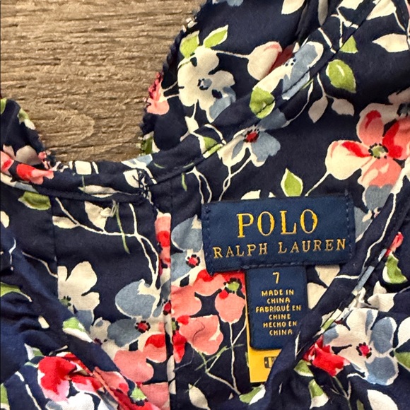 Girls' Floral Navy Ruffle Sundress - Picture 2 of 3